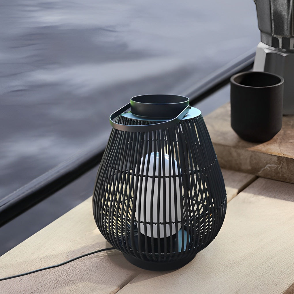 RAVENSDALE CHARCOAL IRON WOVEN E27 OUTDOOR PILLAR LANTERN