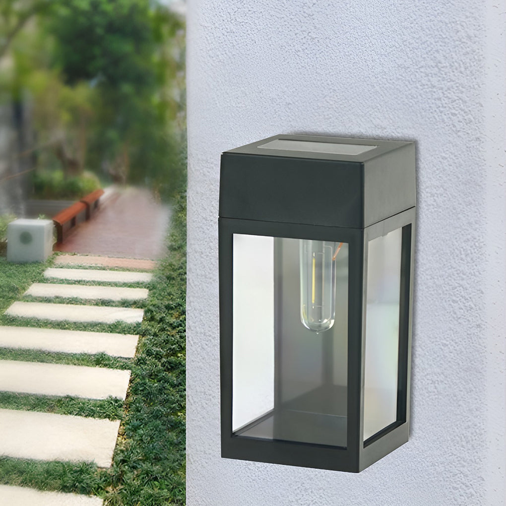 WINTHORPE RECTANGULAR SOLAR-POWERED GLASS WALL LANTERN