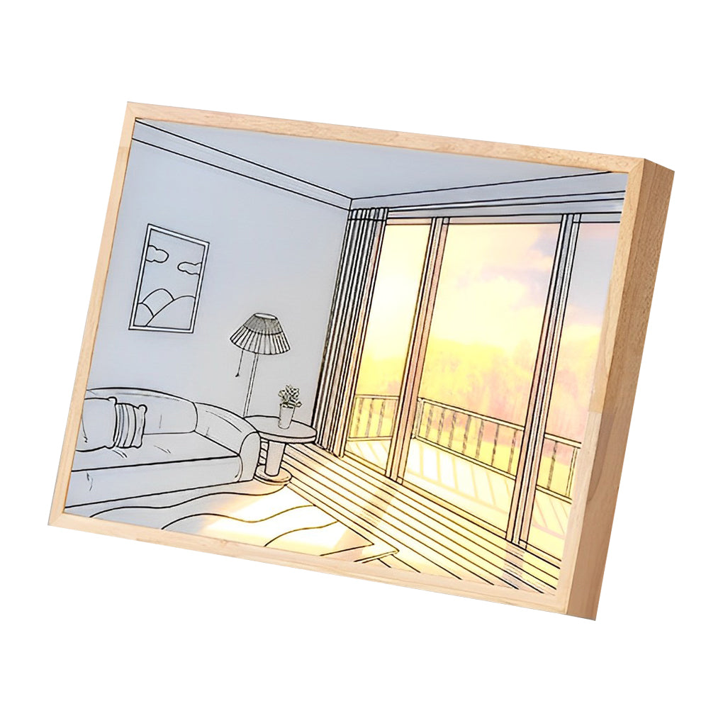 WINTERBOURNE WOODEN FRAME TOUCH-SENSITIVE DIMMABLE SUNSET ILLUMINATION ART LIGHT