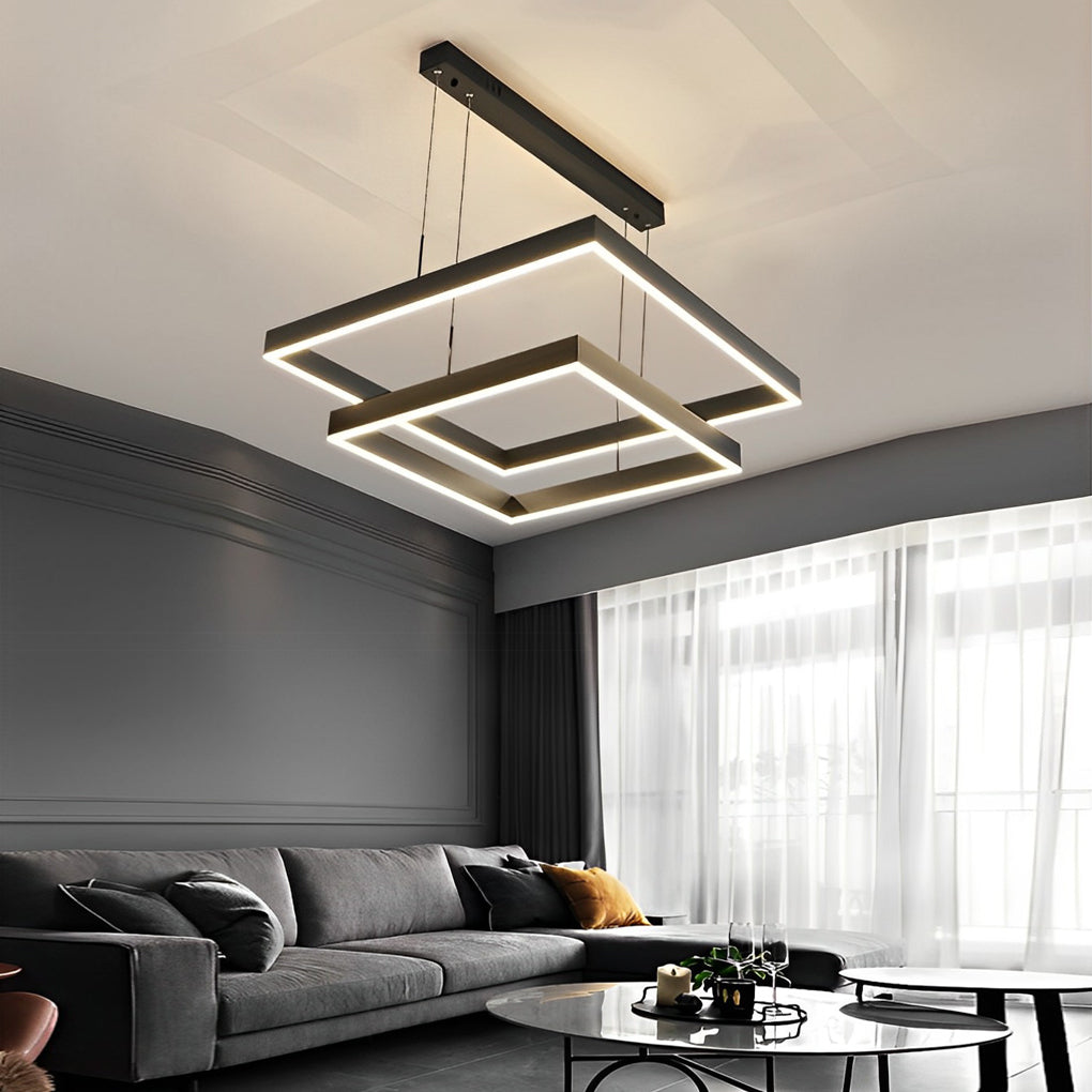 WINTHROP TRIO LAYER DIMMABLE LED SQUARE CHANDELIER WITH REMOTE