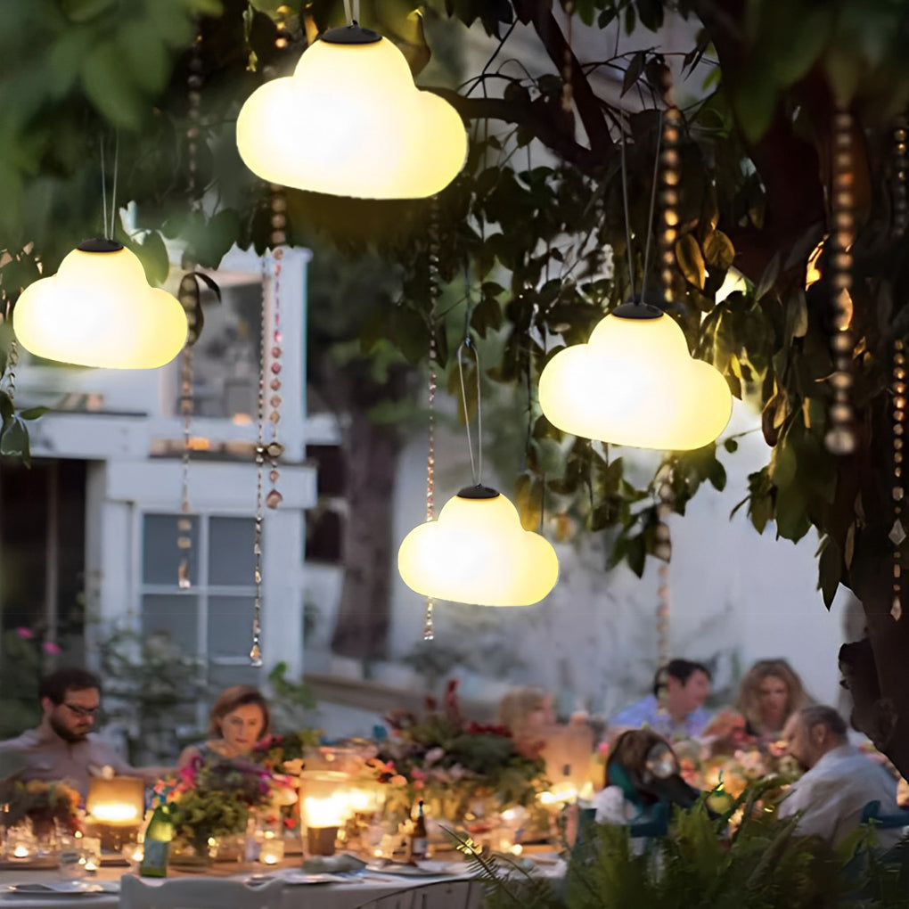 WINDSOR DRIZZLE RECHARGEABLE OUTDOOR LIGHTS WITH WATER-RESISTANT CLOUD DESIGN