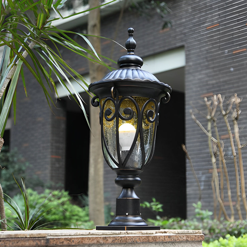 WINDSOR BUBBLE GLASS OUTDOOR PILLAR LANTERN