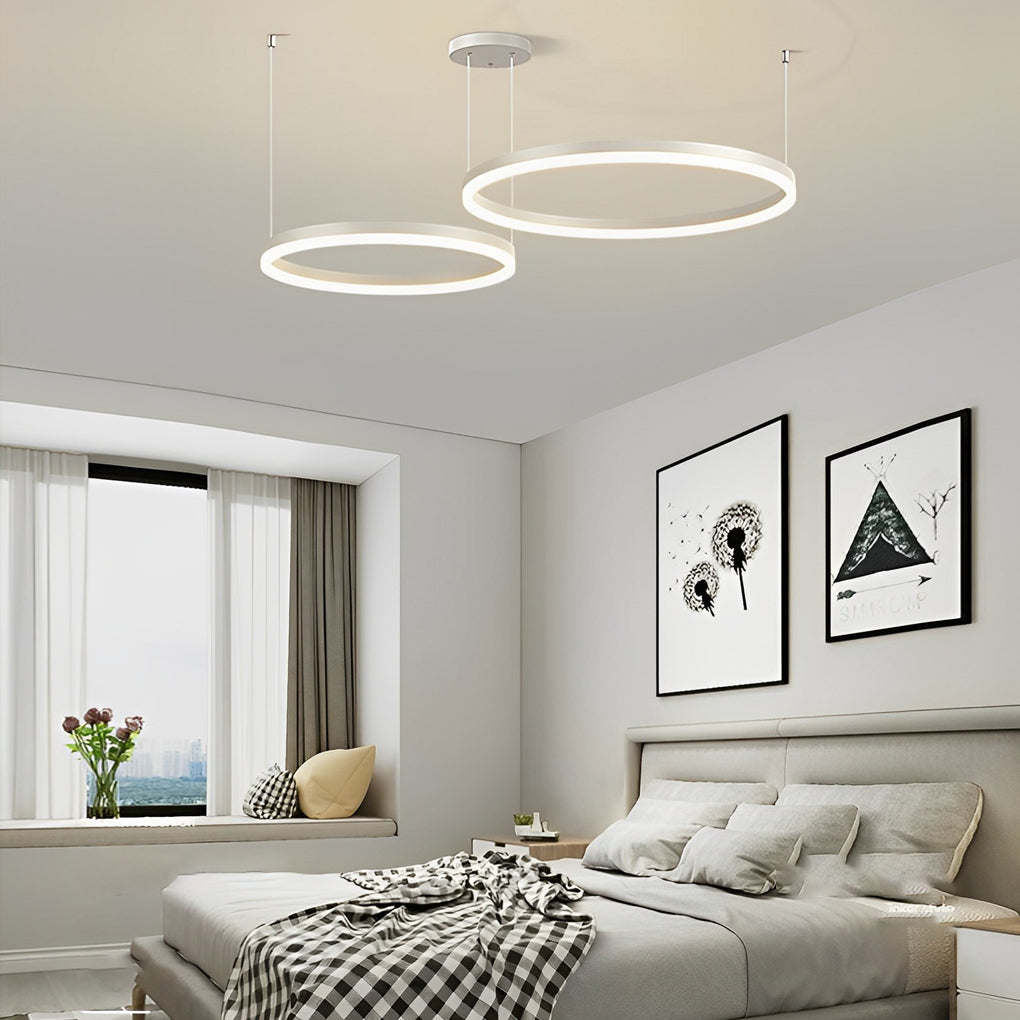 WINTHORPE MODERN LED TRIPLE RING CHANDELIER WITH DIMMABLE WHITE LIGHT