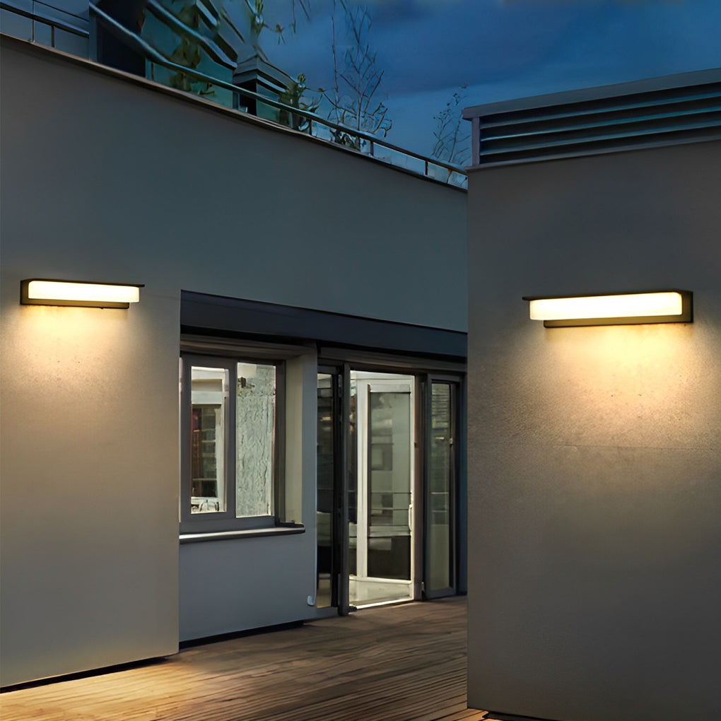 WINTHROP SOLAR-POWERED RECTANGULAR WALL SCONCE WITH WATER-RESISTANT DESIGN