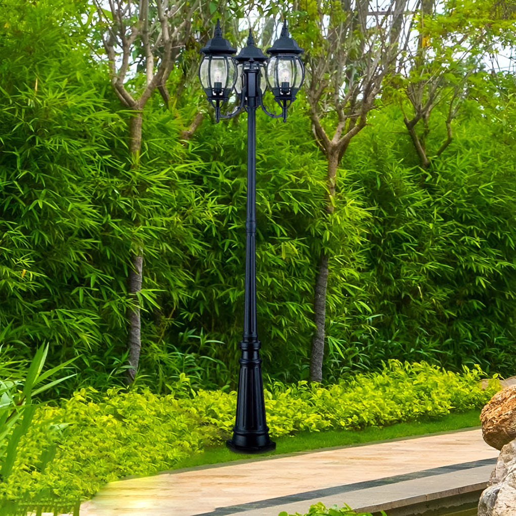 RAVENHALL TRIPLE GLOBE OUTDOOR LANTERN POST