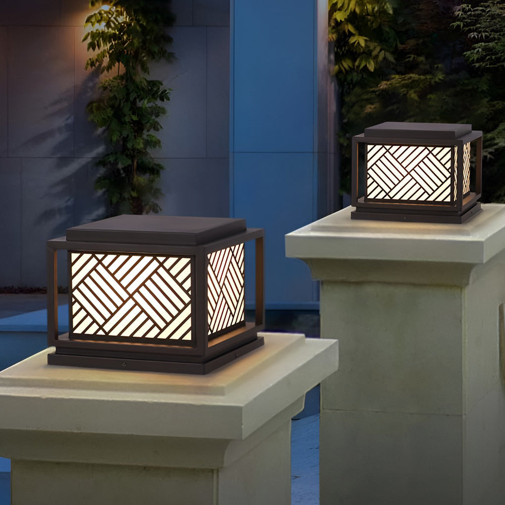 WINTERBOURNE SQUARE SOLAR PILLAR LIGHTING WITH WATERPROOF DESIGN
