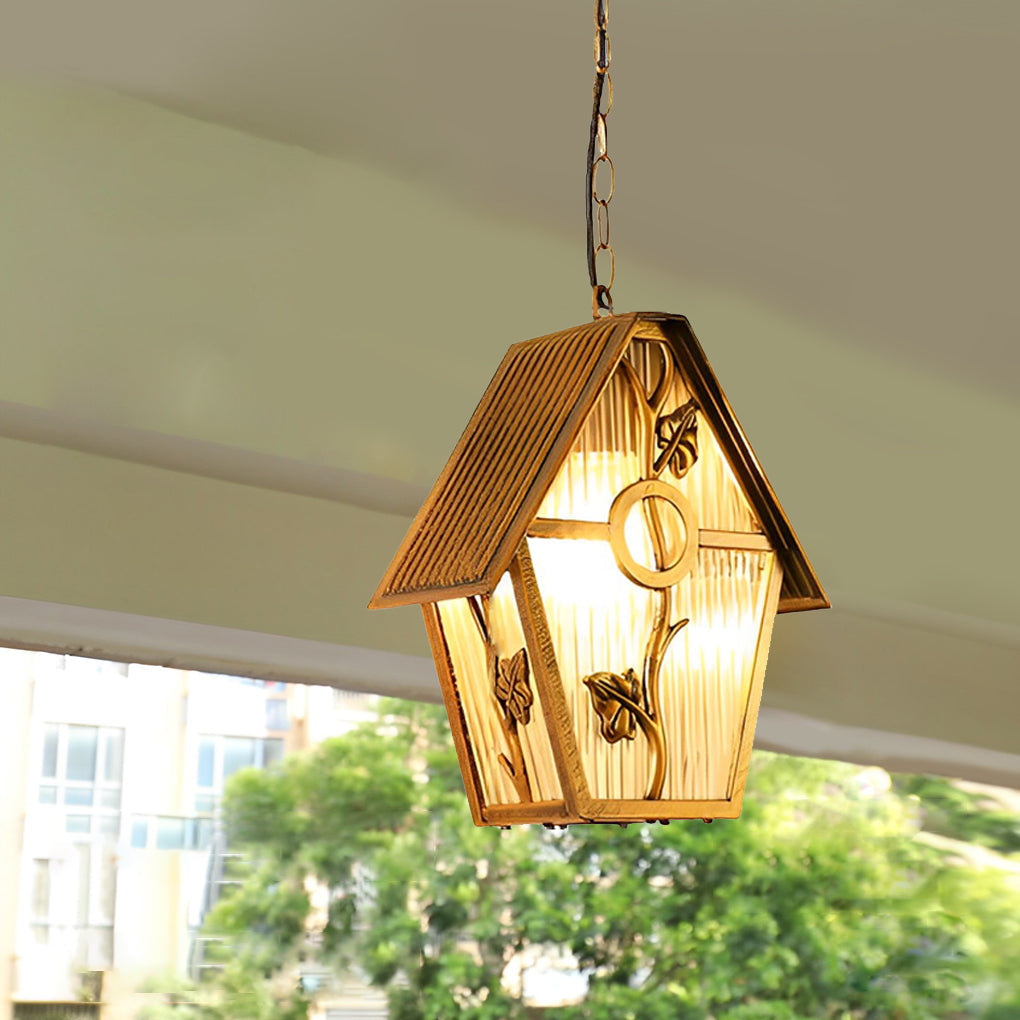 WINTERBOURNE AQUA GLASS OUTDOOR LANTERN CHANDELIER