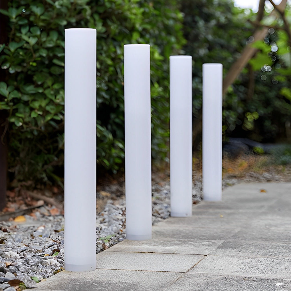 WINDSOR WHITE RAINPROOF SOLAR GARDEN COLUMN LIGHT