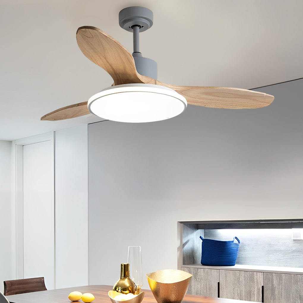 WINDSOR WOODEN TRIO DIMMER CEILING FAN LIGHT WITH REMOTE