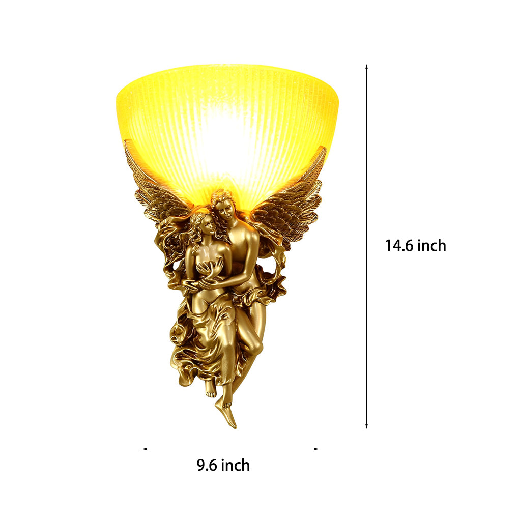WINTHORPE WHIMSICAL ANGELIC RESIN WALL LANTERN