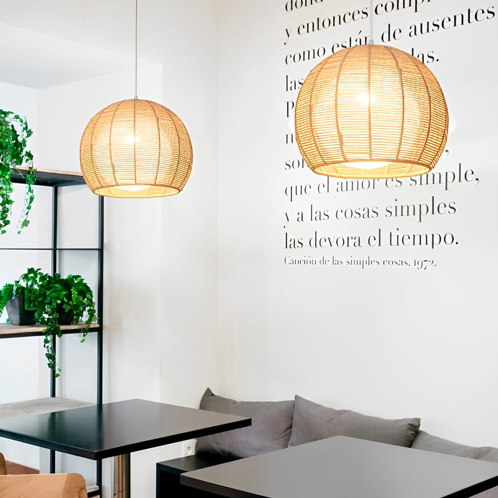 WINTHROPE WOVEN RATTAN LED PENDANT LANTERN