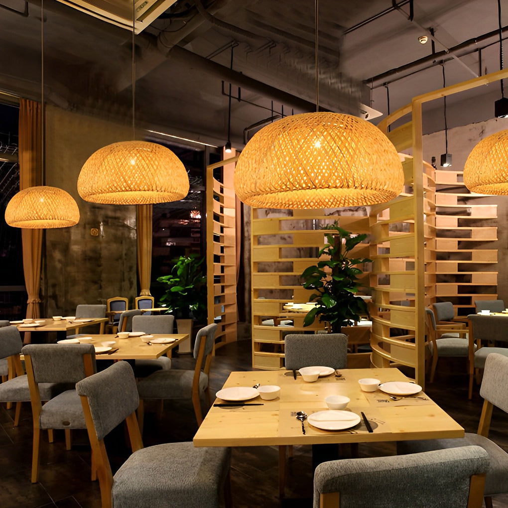 WINTERBOURNE HANDCRAFTED BAMBOO LED CHANDELIER WITH TRIPLE DIMMING