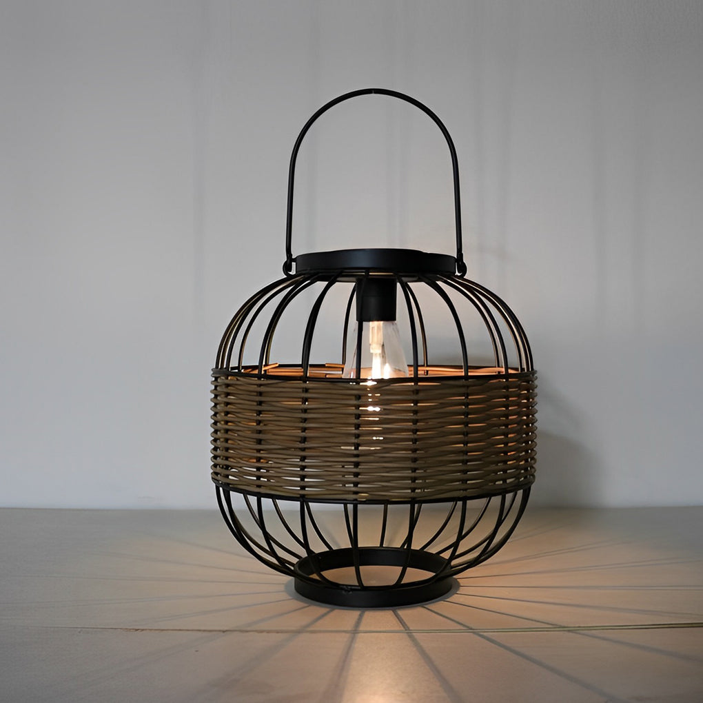 RAVENHURST WOVEN CAGE SOLAR GARDEN LANTERN