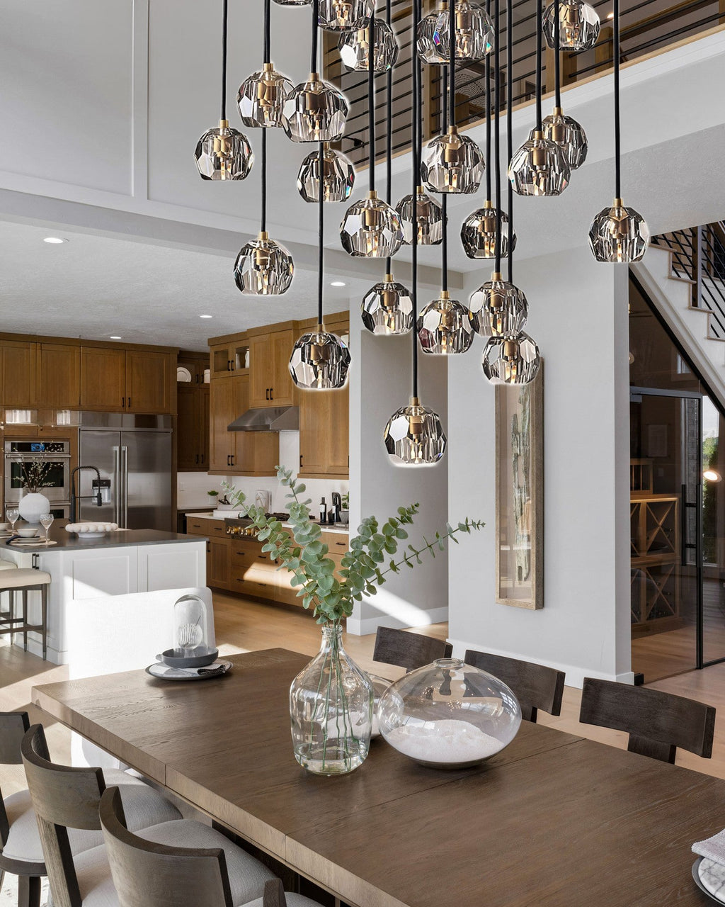 Celestine Crystal Orb Cascade Light Fixture