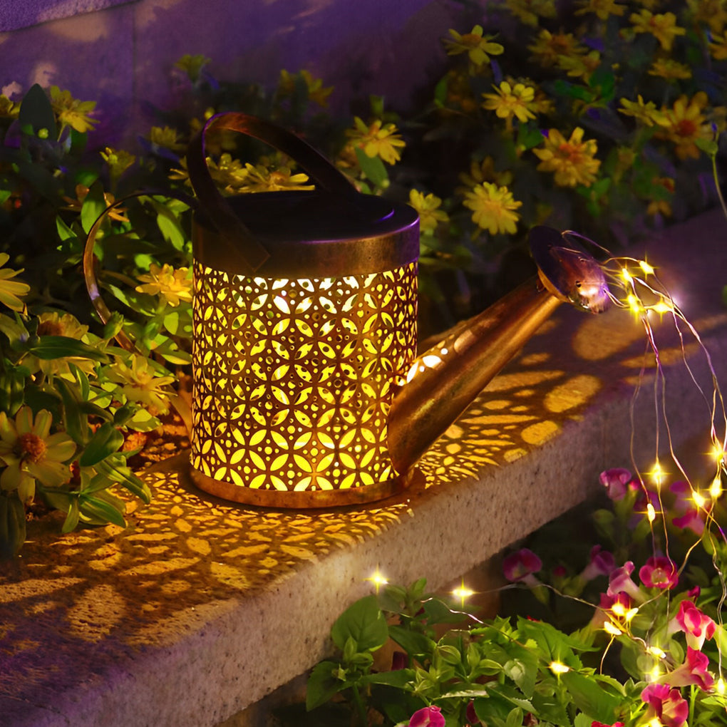 WINDSOR RUSTIC IRON SHOWER LANTERN, SOLAR-POWERED GARDEN LIGHTING FOR OUTDOOR SPACES