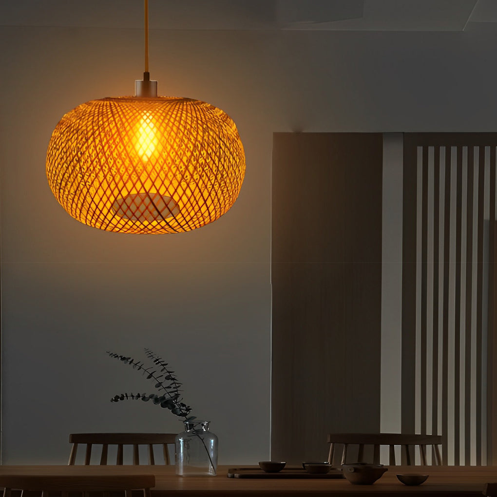 WINDSOR BASKET WEAVE RATTAN PENDANT LIGHT