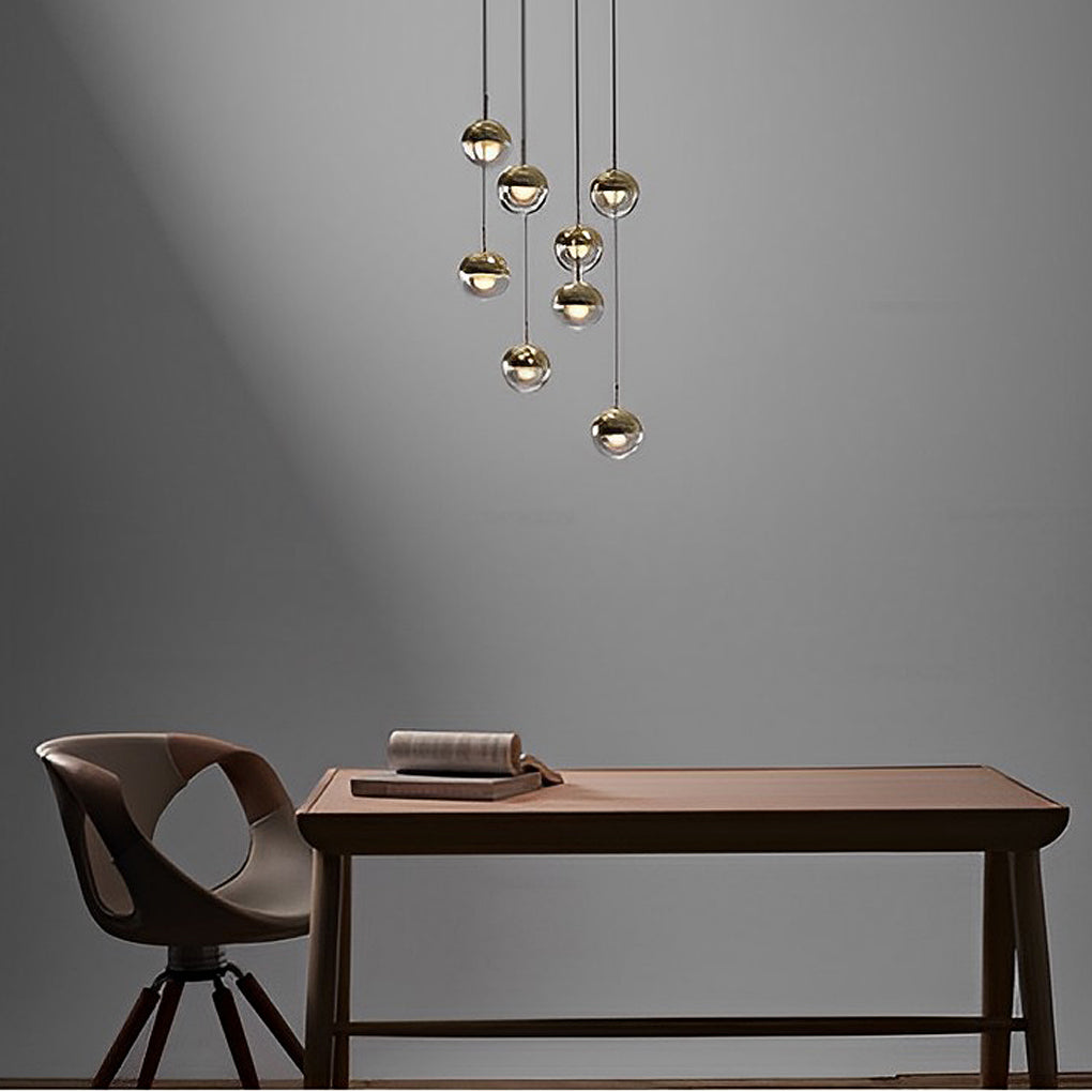 WINTHROPE SPHERICAL ROTATING METAL AND GLASS PENDANT LIGHT