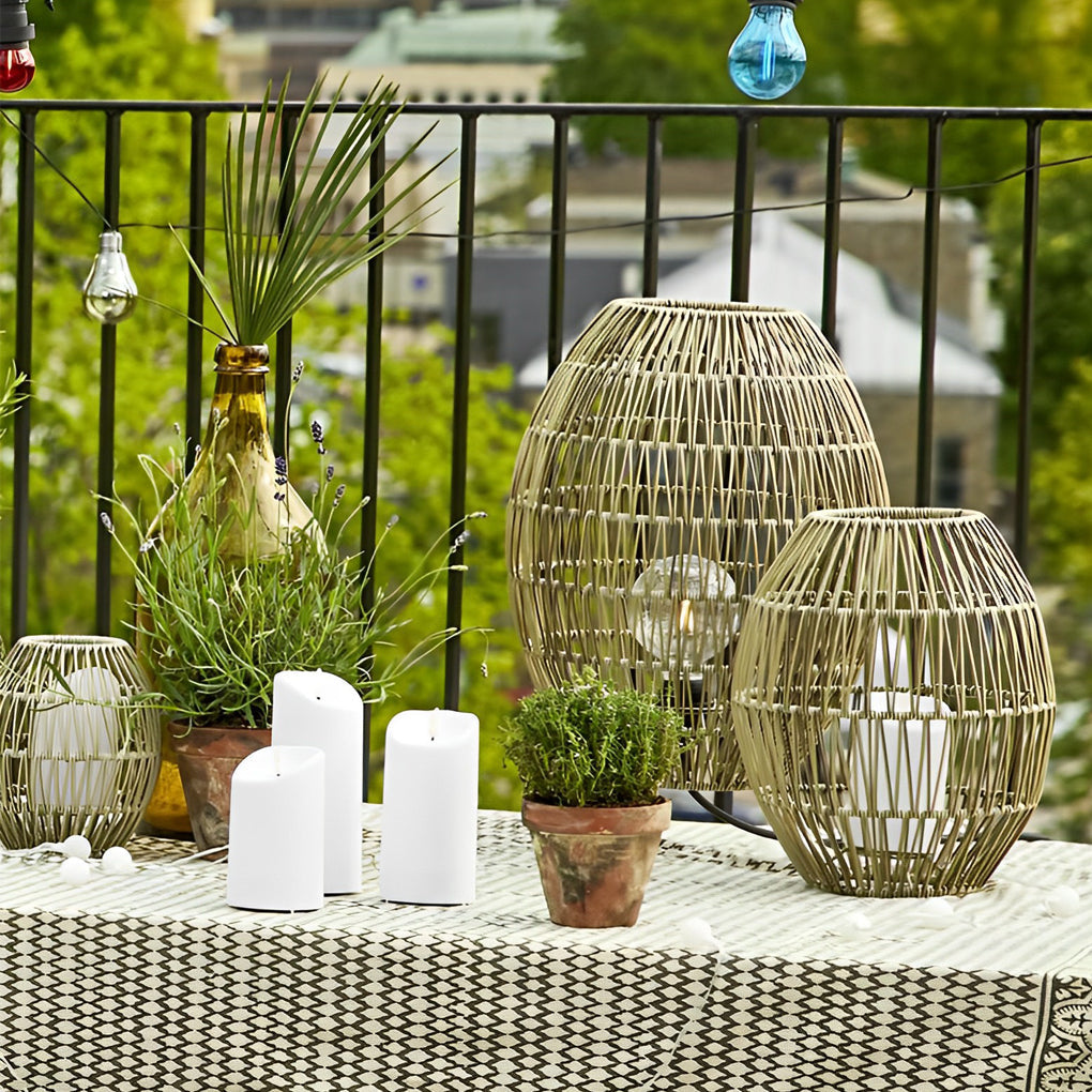 WINTHORPE WOVEN RATTAN OVAL OUTDOOR LANTERN