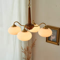 WINDSOR GLASS AND WOODEN E27 LED CHANDELIER WITH FOUR LUMENS