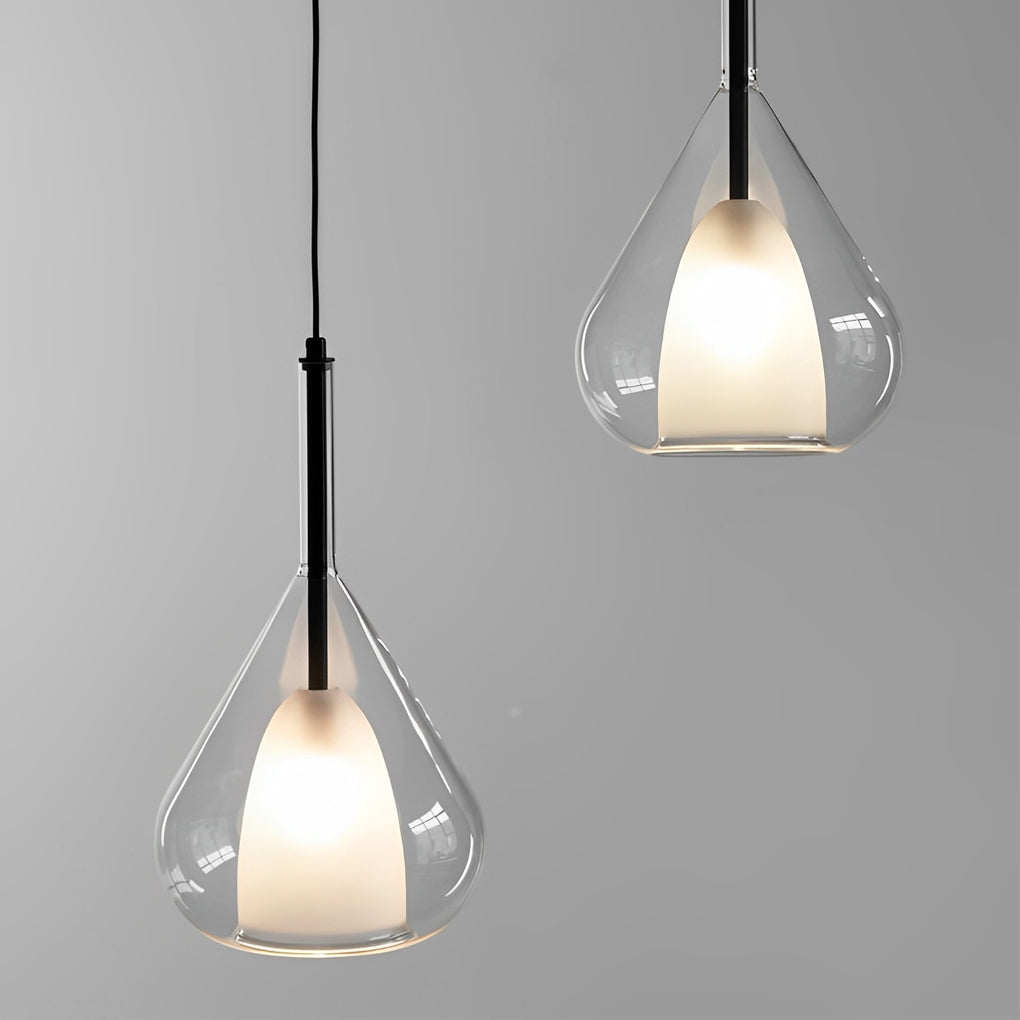 FENWICK AQUA DROPLET DOUBLE-TIERED GLASS PENDANT