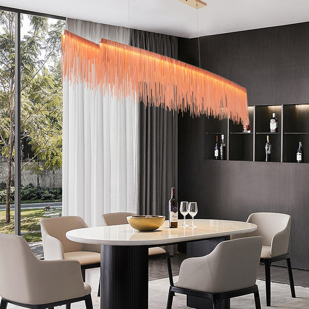 FENWICK ALUMINUM TASSEL LED DINING CHANDELIER