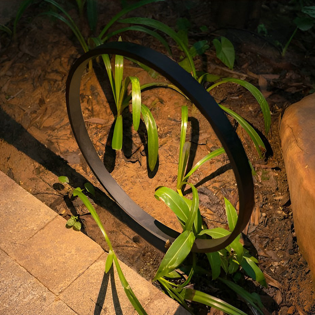 RAVENWOOD CIRCULAR COB PATHWAY LANTERN WITH MODERN BLACK RING ACCENT