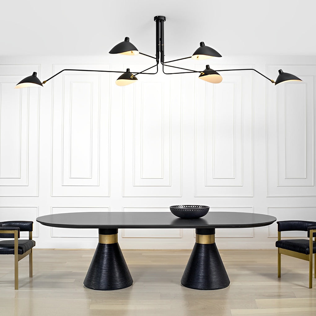WHITBY SWINGING ARM DUCKBILL SHADE CHANDELIER IN ONYX