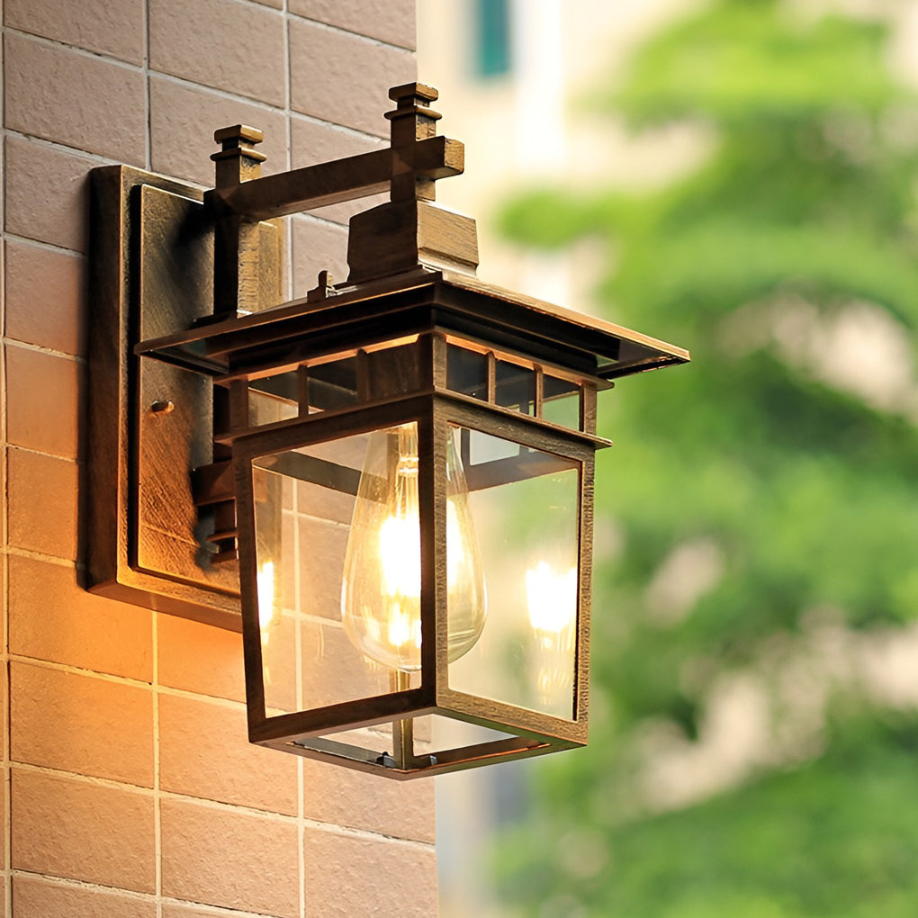 WINDSOR GLASS SHIELD OUTDOOR WALL LANTERN, WEATHER-RESISTANT SCONCE LIGHTING WITHOUT BULB