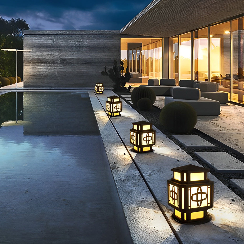 WHITBY BLACKSTONE WATERPROOF OUTDOOR PILLAR LIGHTING