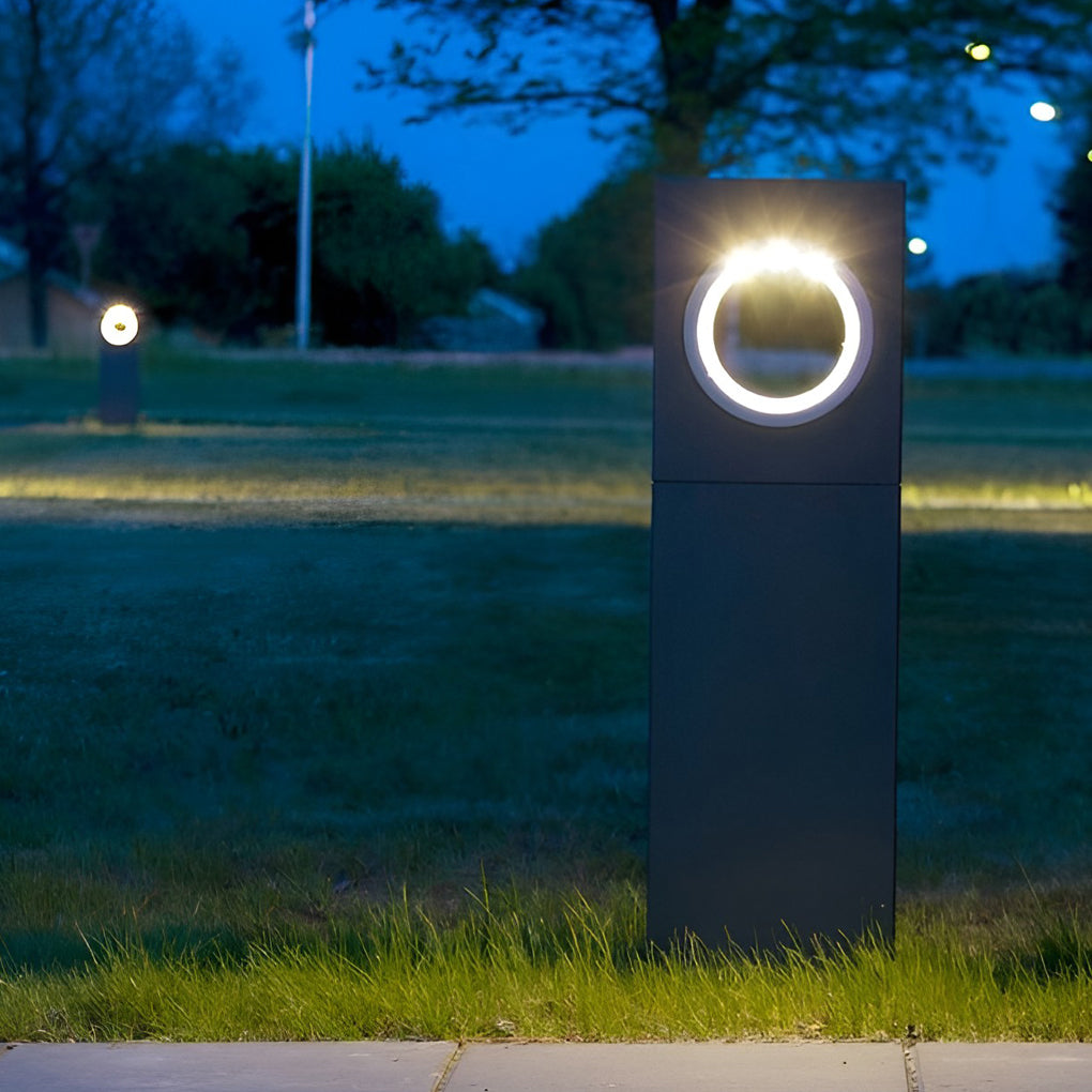 RAVENSHIRE MODERN OUTDOOR PATH LIGHTING WITH DISTINCTIVE CIRCULAR APERTURE