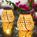 WINDSOR WOVEN BAMBOO SOLAR LANTERN WITH USB CHARGING
