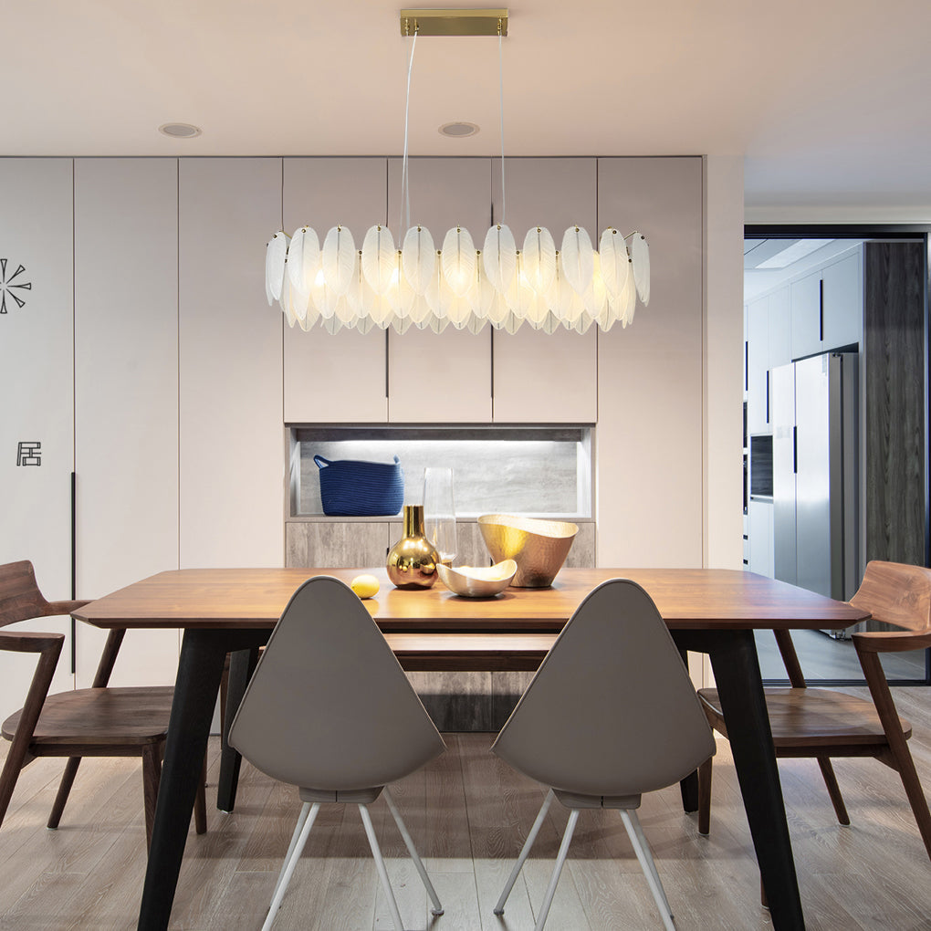WINDSOR GLASS PLUME TRIFOLD CHANDELIER FOR DINING SPACES