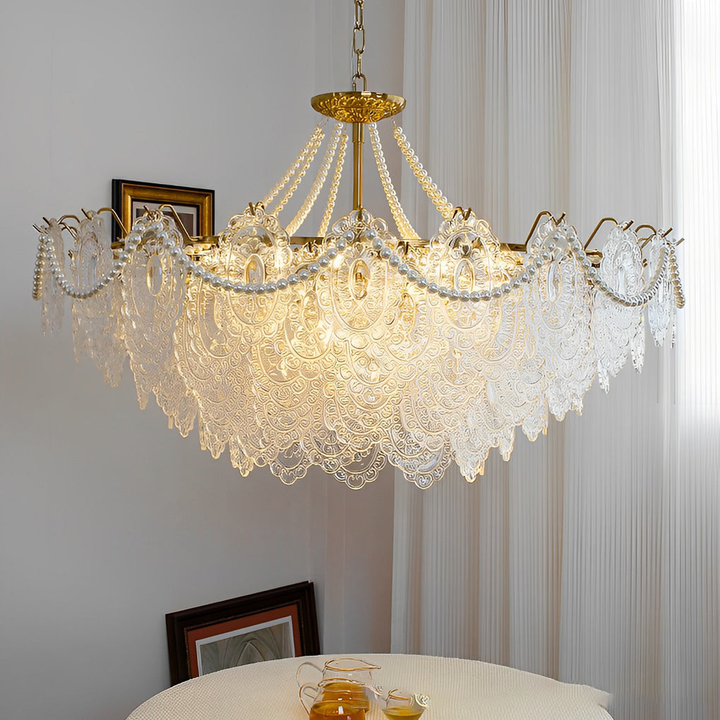 BELLEFONTE PEARL-ADORNED GLASS LIGHTING WITH TRIPLE DIMMING