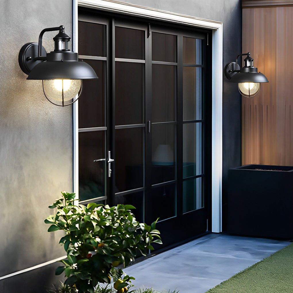 BRISTOL HARBOR ONE-BULB METAL CAGE OUTDOOR WALL LANTERN