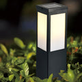 WINDSOR SOLAR SQUARE BOLLARD LIGHTS WITH REMOTE CONTROL, WATER-RESISTANT OUTDOOR ILLUMINATION