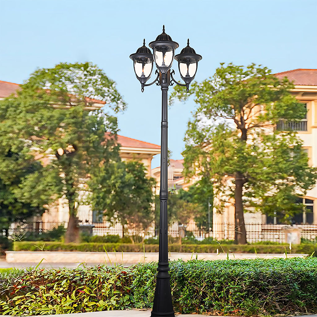 CHATHAM TRIPLE-ARMED OUTDOOR LANTERN, WEATHER-RESISTANT ALUMINUM, EUROPEAN INFLUENCE