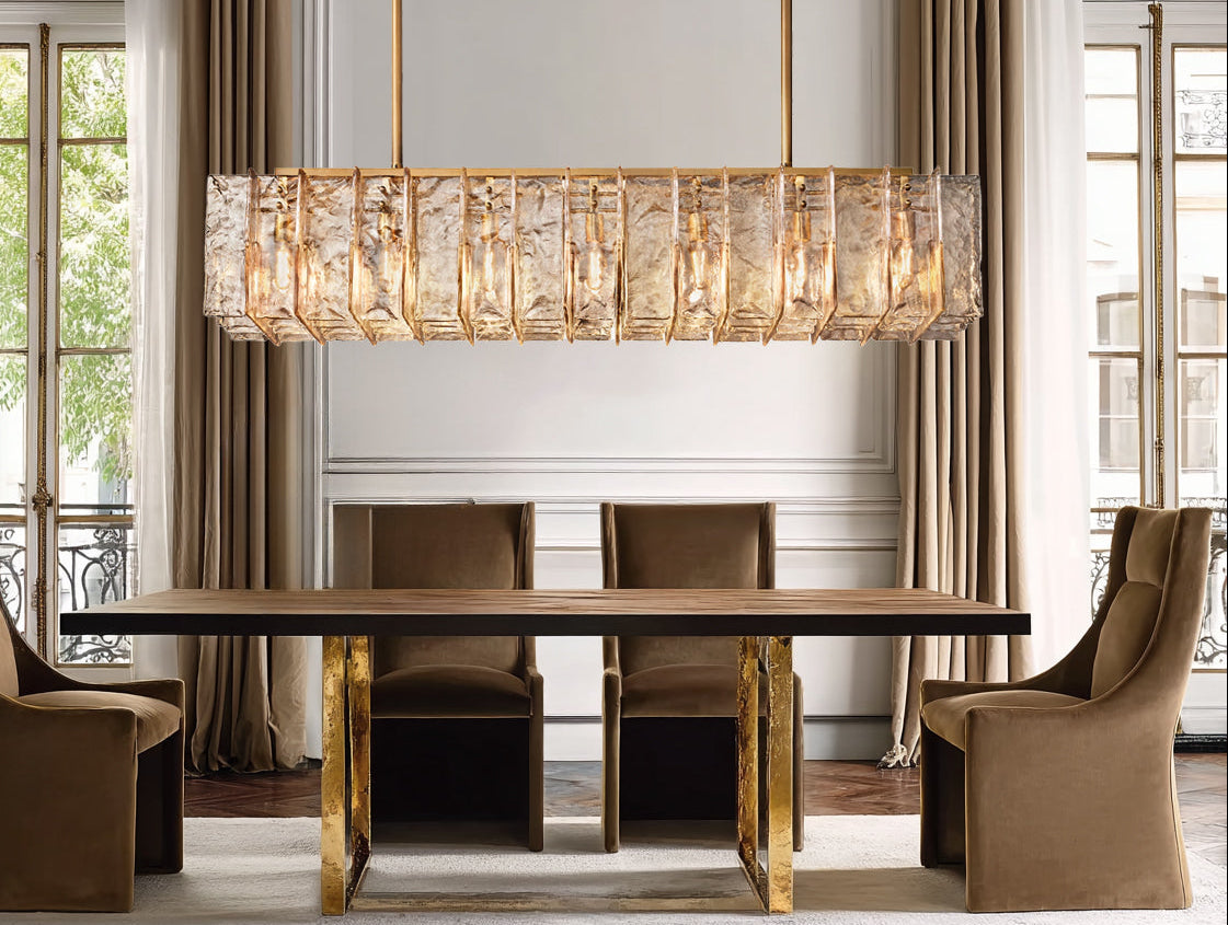 VERDANTIA SMOKED CRYSTAL LUMINAIRE FOR DINING AND LIVING SPACES