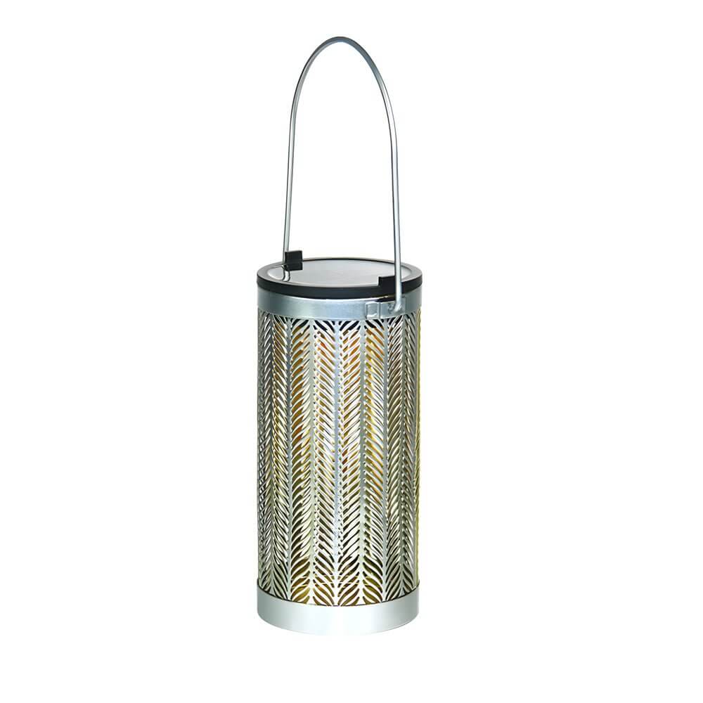 WINDSOR HANGING SOLAR LANTERN WITH METAL CUTOUT DESIGN