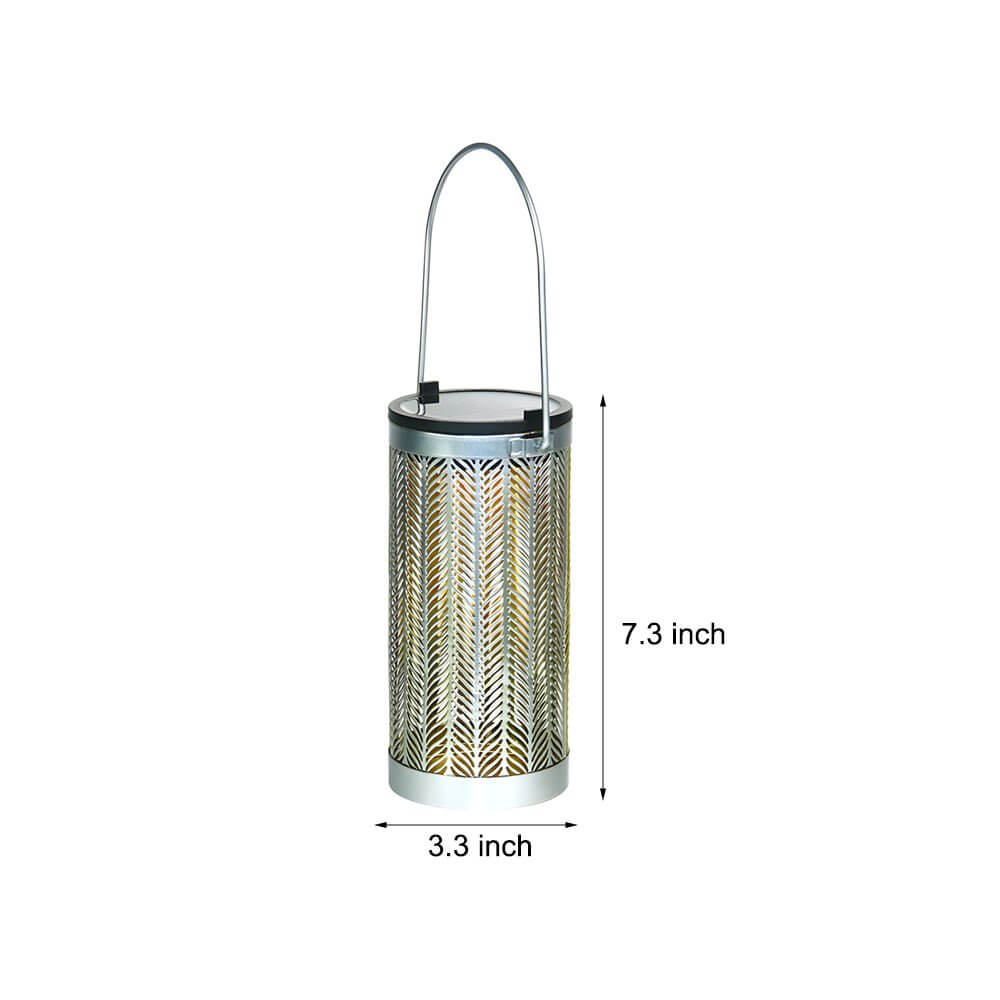 WINDSOR HANGING SOLAR LANTERN WITH METAL CUTOUT DESIGN