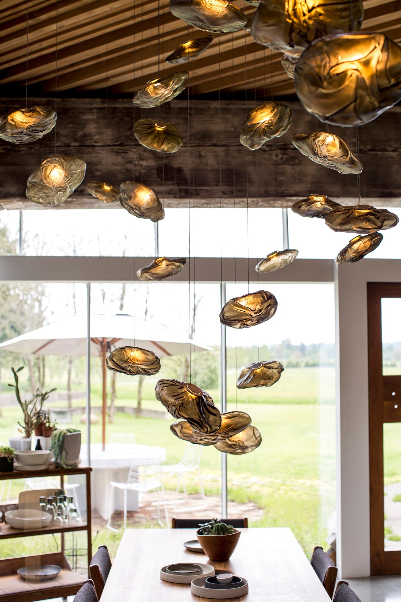 FENWICK VINTAGE GLASS ORB HANGING LAMP