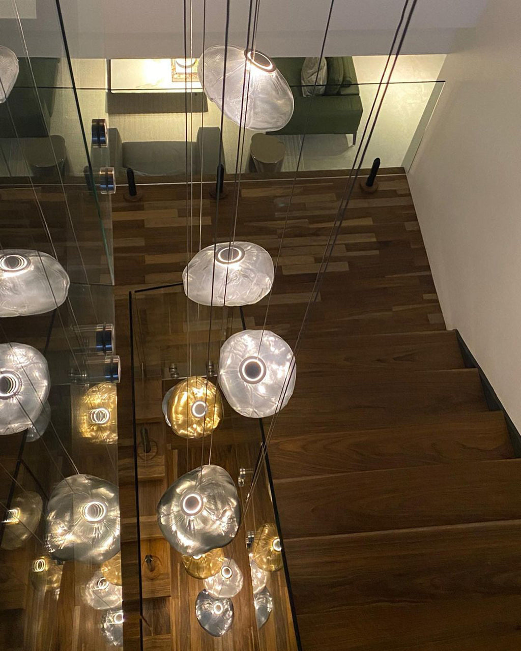FENWICK VINTAGE GLASS ORB HANGING LAMP
