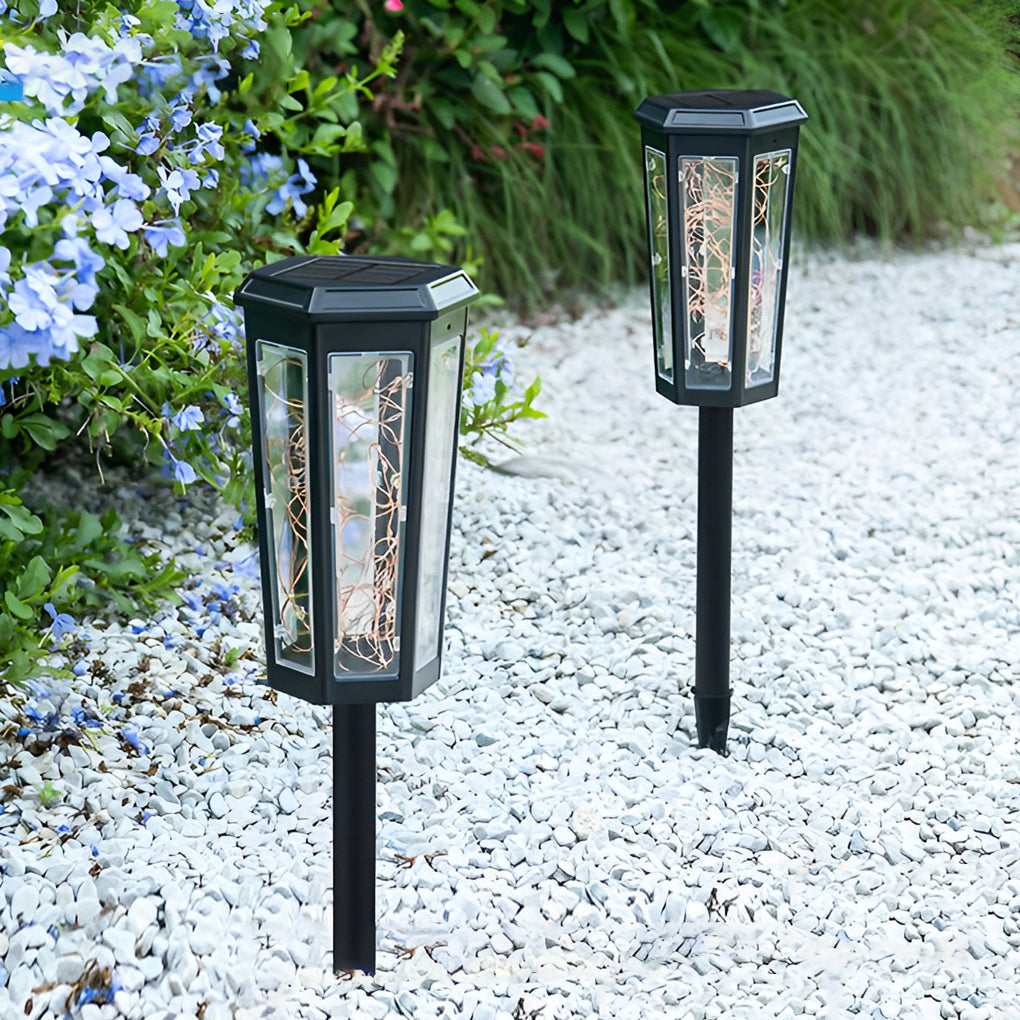 BRAMBLEWOOD HEXAGONAL SOLAR GLOWING GARDEN LIGHTS WITH MOTION DETECTION