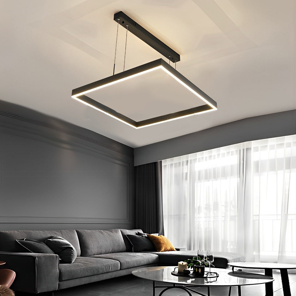 WINTHROP TRIO LAYER DIMMABLE LED SQUARE CHANDELIER WITH REMOTE