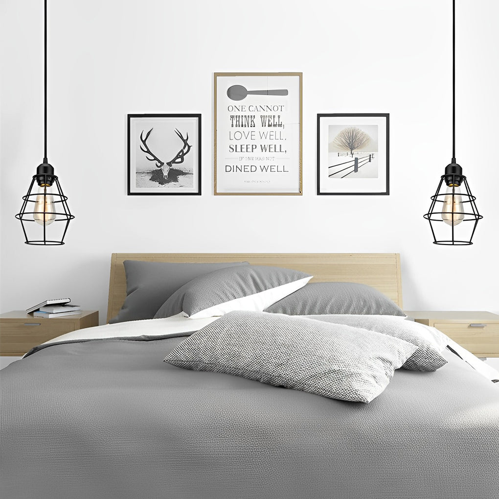 FENWICK INDUSTRIAL METAL CAGE CHANDELIER WITH SWITCH CONTROL