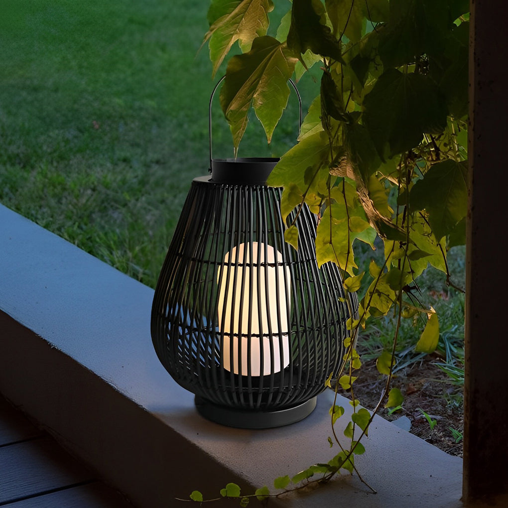 RAVENSDALE CHARCOAL IRON WOVEN E27 OUTDOOR PILLAR LANTERN