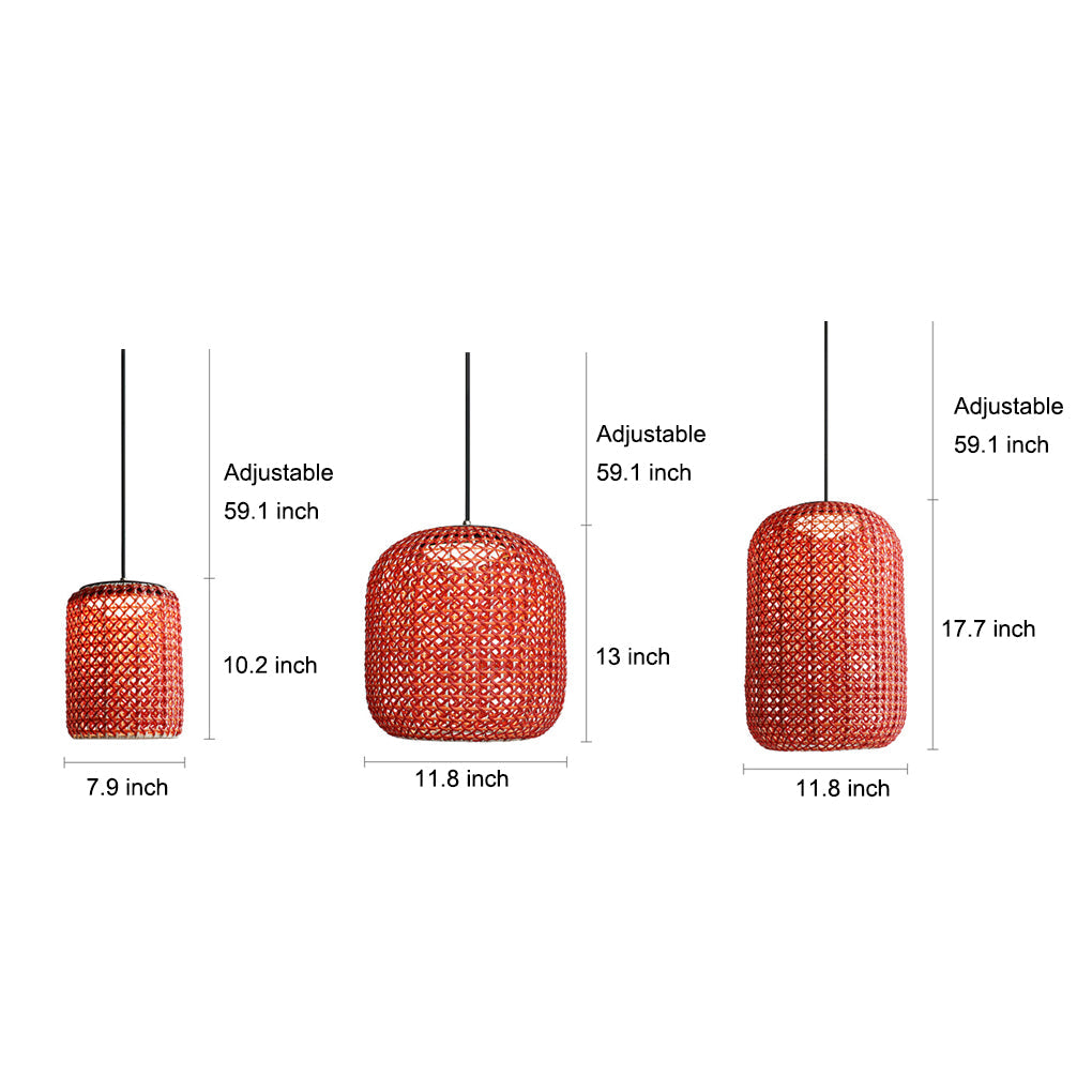BRAMBLEWICK RED RATTAN LED OUTDOOR LANTERN CHANDELIER