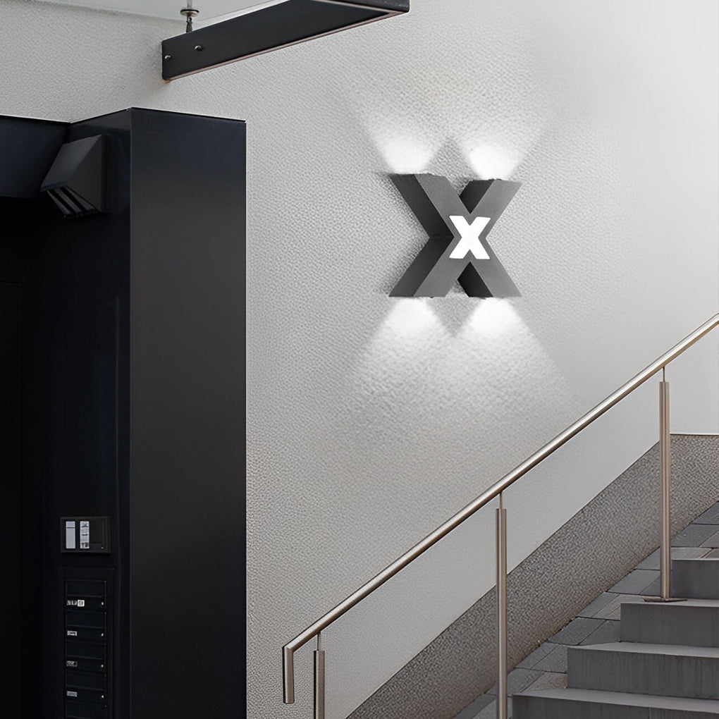 RAVENHURST MODERN X-SHAPED OUTDOOR LED WALL LIGHTING