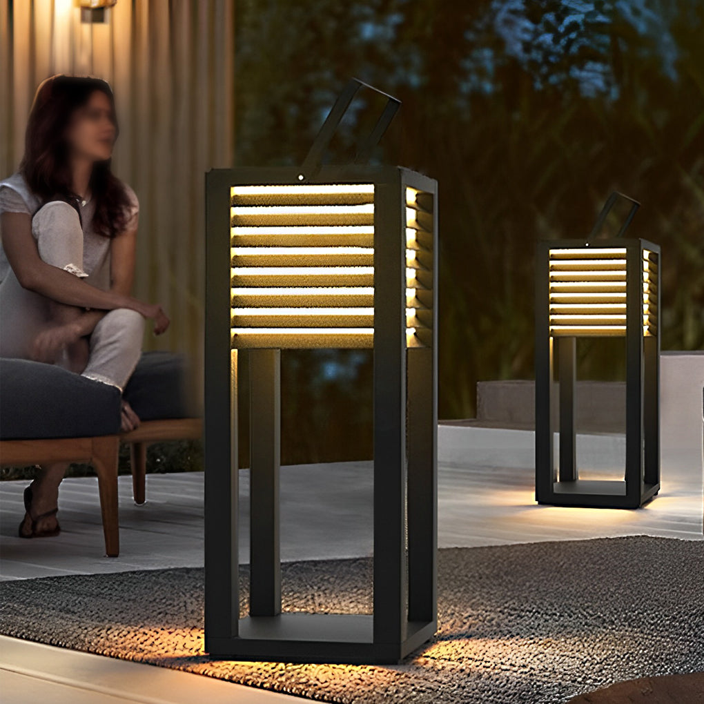 WINDSOR SQUARE SOLAR GARDEN LANTERN WITH WATER-RESISTANT LED ILLUMINATION