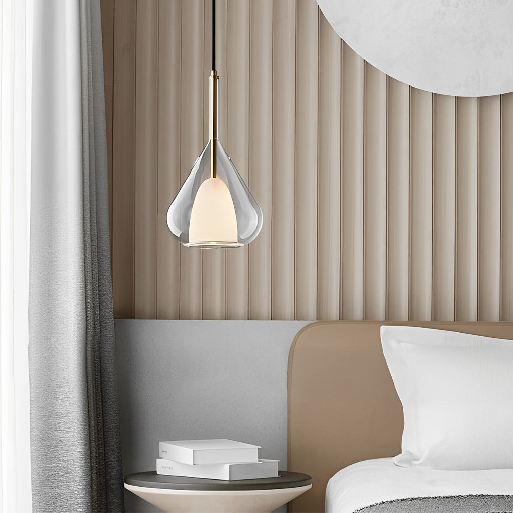 FENWICK AQUA DROPLET DOUBLE-TIERED GLASS PENDANT