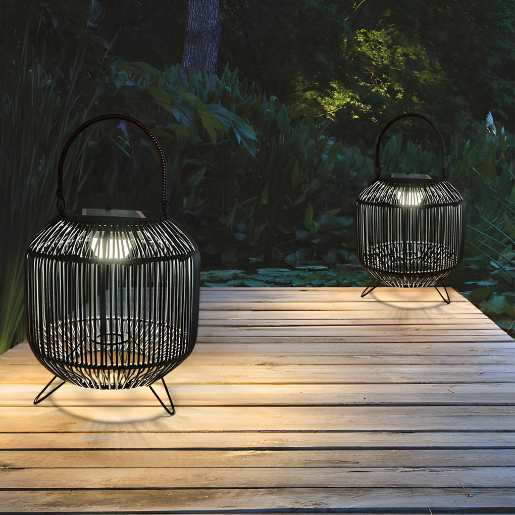 WINTHROP WOVEN SOLAR LANTERN WITH LED GLOW